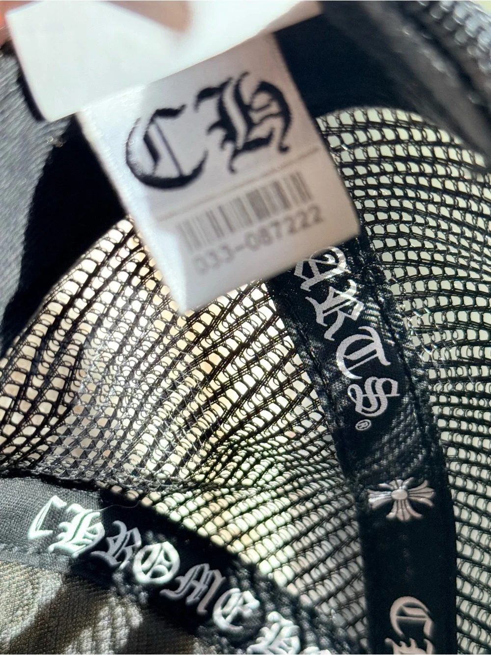 New Vintage Y2K Chrome Hearts Black Trucker Hat with White Gothic Logo w serial#